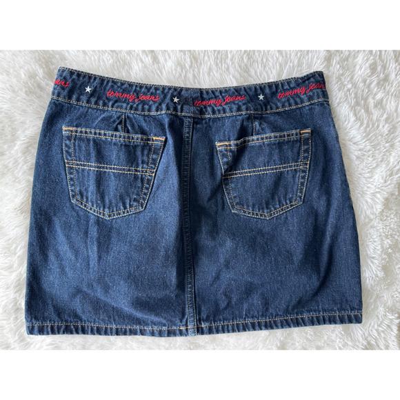 VTG Tommy Hilfiger Denim Jean Skirt y2k Mini Cotton - Picture 2 of 10